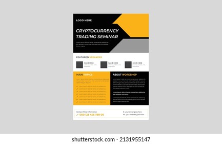 Criptocurrency Trading Event Flyer, Criptocurrency Concept Flyer Template, Concept Of Virtual Criptocurrency Flyer, Poster, Vector.