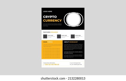 Criptocurrency Trading Event Flyer, Criptocurrency Concept Flyer Template, Concept Of Virtual Criptocurrency Flyer, Poster, Vector.