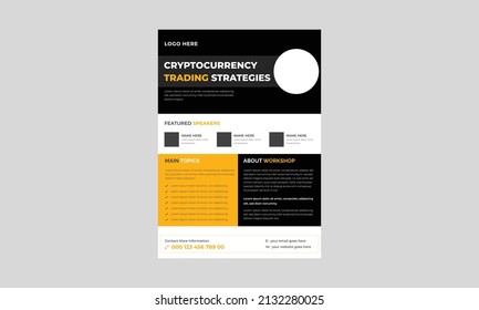 Criptocurrency Trading Event Flyer, Criptocurrency Concept Flyer Template, Concept Of Virtual Criptocurrency Flyer, Poster, Vector.