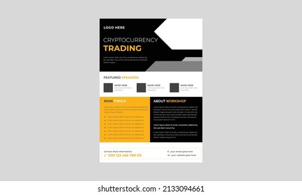 Criptocurrency Trading Event Flyer, Criptocurrency Concept Flyer Template, Concept Of Virtual Criptocurrency Flyer, Poster, Vector.