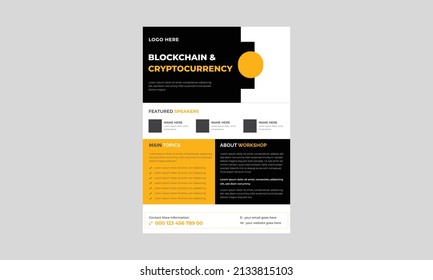 Criptocurrency Trading Event Flyer, Criptocurrency Concept Flyer Template, Concept Of Virtual Criptocurrency Flyer, Poster, Vector.