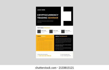 Criptocurrency Trading Event Flyer, Criptocurrency Concept Flyer Template, Concept Of Virtual Criptocurrency Flyer, Poster, Vector.