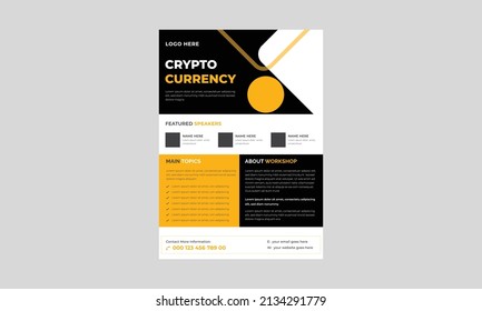 Criptocurrency Trading Event Flyer, Criptocurrency Concept Flyer Template, Concept Of Virtual Criptocurrency Flyer, Poster, Vector.