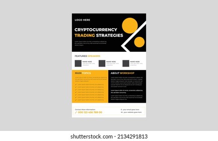 Criptocurrency Trading Event Flyer, Criptocurrency Concept Flyer Template, Concept Of Virtual Criptocurrency Flyer, Poster, Vector.