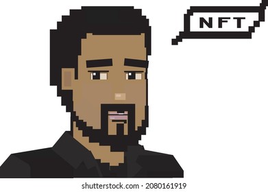 Cadena de blogs de NFT Criptopunk, token no fungible. Carácter de arte de píxeles