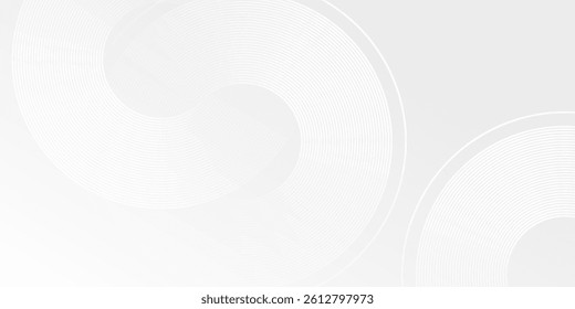 Crircle glowing geometric lines on gray background. Modern shiny blue white modern abstract simple design