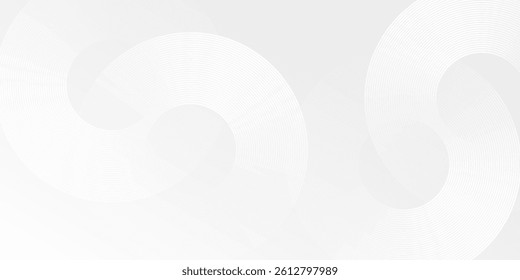 Crircle glowing geometric lines on gray background. Modern shiny blue white modern abstract simple