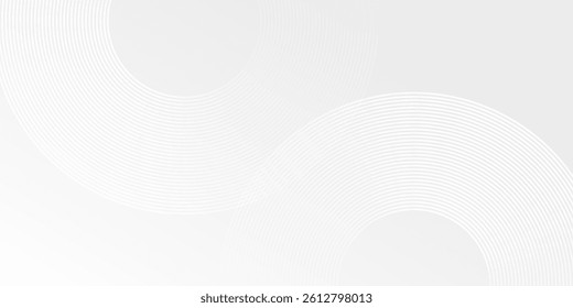 Crircle glowing geometric lines on gray background. Modern shiny blue white modern abstract