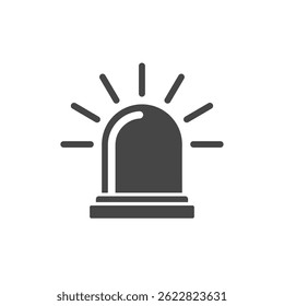 Crisis Alert Solid Glyph Icon Emergency Warning Siren With Active Flashing Lights Symbol Vector Graphic