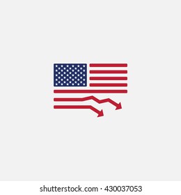 Crisis in America Vector Icon,  Creative Flag of the United States