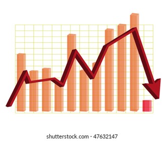 crisis arrow graph red down