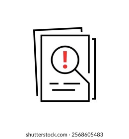 crisis audit or assessment icon with thin line paperwork. simple outline alert doc symbol logotype graphic web design isolated on white. concept of