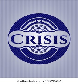 Insignia de crisis con textura de denim