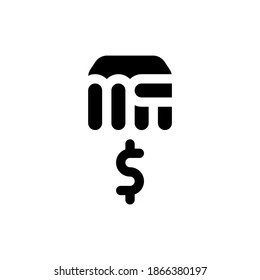 Crisis Bankrupt Punch Bank Glyph Style Icon, Logo, Vector