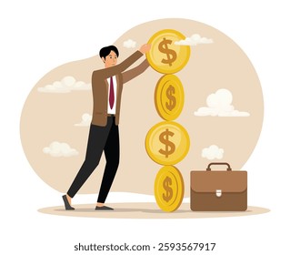 Crisis or bankruptcy concept. Financial instability. Uncertainty or unstable investment market, risky situation or economic recession. Flat vector modern illustration 