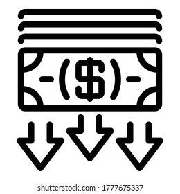 Crisis cash money icon. Outline crisis cash money vector icon for web design isolated on white background