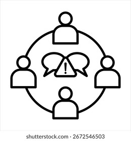 Crisis Communication Outline Icon Vector Illustration
