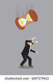 Crisis Concept illustration - Falling hour glass on businessman. Lack of time management.