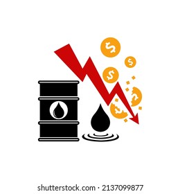 Crisis concept oil extraction, drop in crude oil prices concept. Vector illustration