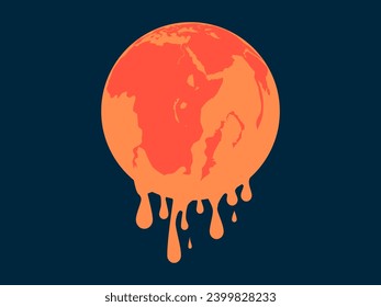 crisis of global warming. melting world. vector 
