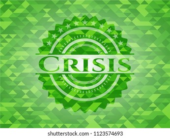 Crisis green emblem. Mosaic background