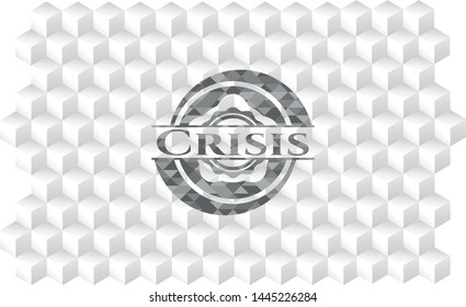 Crisis grey emblem with cube white background