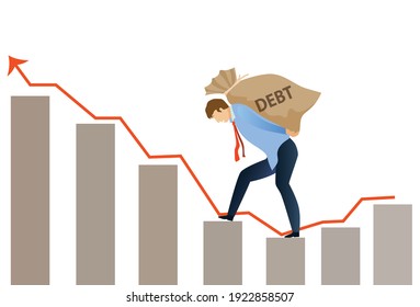 Crisis of high burden of consumer debt, : Client bears a bag of debt Debtor has difficult problem of bad debt and plan to pay back to lender or creditor.financial concept 