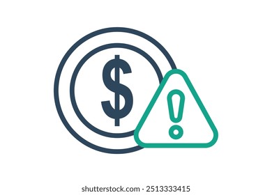 Ícone de crise. estilo de ícone de linha. dólar com alerta. ícone relacionado a SWOT. elementos de negócios ilustração de vetor