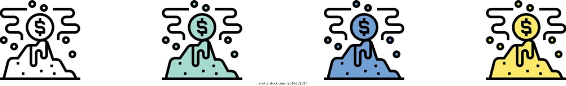 crisis icon. Outline, Green, Blue and Yellow Style Design Isolated On White Background