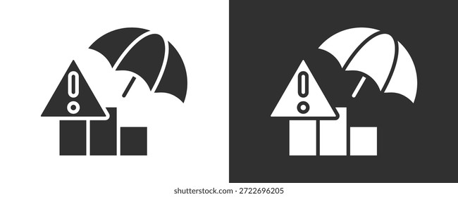 Crisis Icon Set Vektorgrafik-Kollektion einzeln auf Schwarz und Weiß
