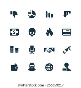 crisis icons set on white background
