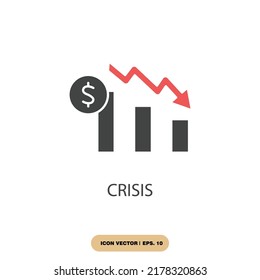 crisis icons  symbol vector elements for infographic web