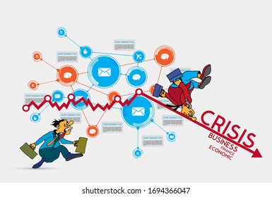 Crisis impact on global economy and stock markets. Financial crisis concept illustration
