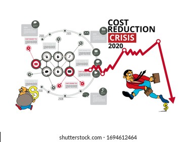 Crisis impact on global economy and stock markets. Financial crisis concept illustration
