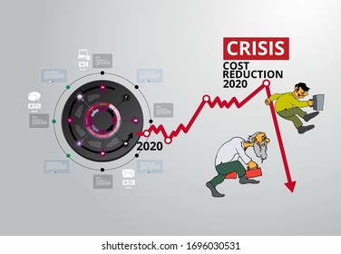 Crisis impact on global economy and stock markets. Financial crisis concept illustration