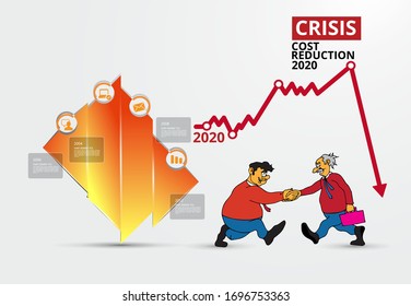 Crisis impact on global economy and stock markets. Financial crisis concept illustration