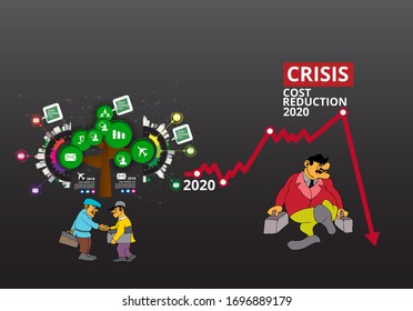Crisis impact on global economy and stock markets. Financial crisis concept illustration