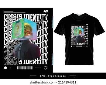 crisis indentity streetware vintage t shirt design. trendy print t shirt design fashion