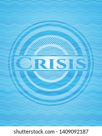 Crisis light blue water wave emblem. Vector Illustration. Detailed.