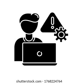 Crisis Management Black Glyph Icon. Danger Control. Threat Assessment. Evaluate Dangerous Situation. PR Strategy Specialist. Silhouette Symbol On White Space. Vector Isolated Illustration