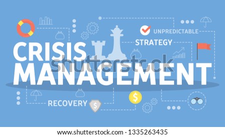 Crisis management concept. Idea of risk control and safety from disaster. Protection from failure and dangerous situation. Isolated vector flat illustration