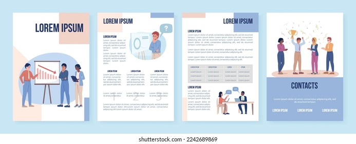 Crisis management flat vector brochure template. Reach success booklet, leaflet printable flat color designs. Editable magazine page, reports kit with text space. Bebas Neue, Myriad Pro fonts used