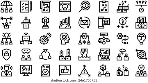 La colección de iconos de gestión de crisis es una Ilustración vectorial con trazo editable.
