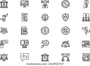 Crisis management icons collection is a vector illustration with editable stroke.