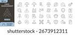 Crisis Management icons set. Includes icons for alert, warning, rescue, safety, and recovery. Editable stroke. Line icons. Perfect for infographics, emergency, and business continuity.