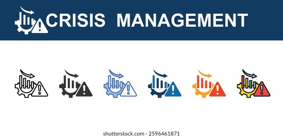 CRISIS MANAGEMENT icons sets with different styles
