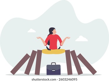 Crisis management, leadership to manage disaster situation, challenge to overcome difficulty in economic crisis concept.flat character life .