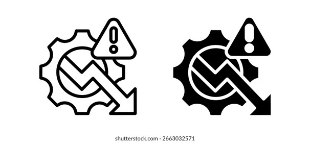 Conjunto de iconos múltiples de gestión de crisis de Ilustración vectorial de dos líneas y glifos