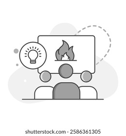 Crisis Management Presentation – A concept illustration of a business professional presenting a report on crisis management and risk assessment.