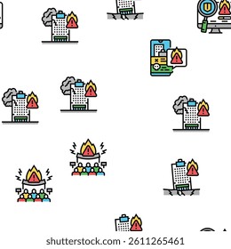crisis management risk strategy vector seamless pattern thin line illustration